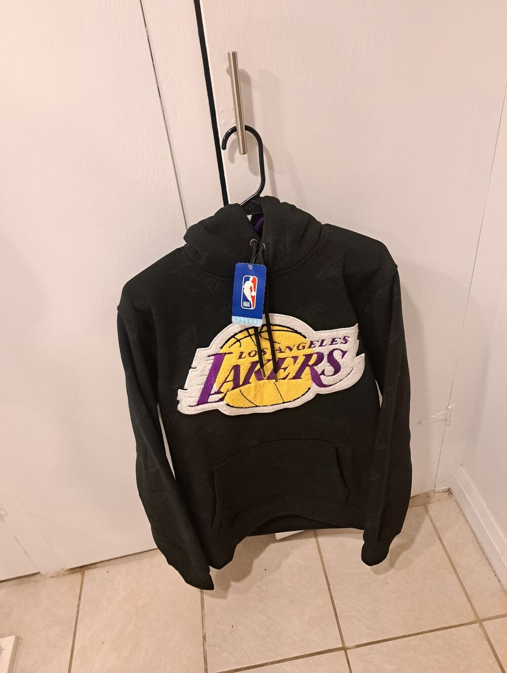 New Men's LA Lakers NBA Chenille Pullover Fleece Hoodie Size Medium